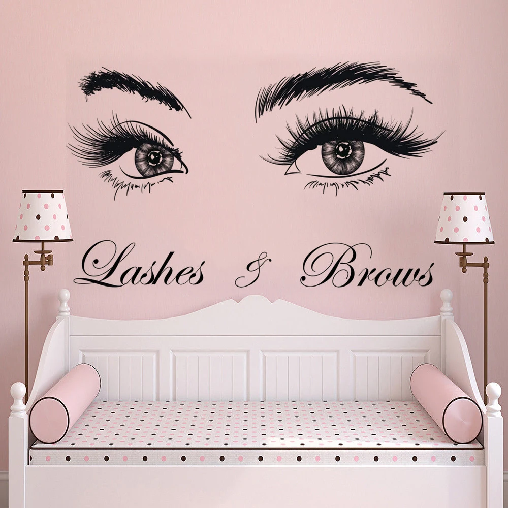 Eyebrows wall sticker Decal Beauty Salon home decoration accessories Eyelashes Wall Decal lashes brows Vinyl Custom Sticker HY06