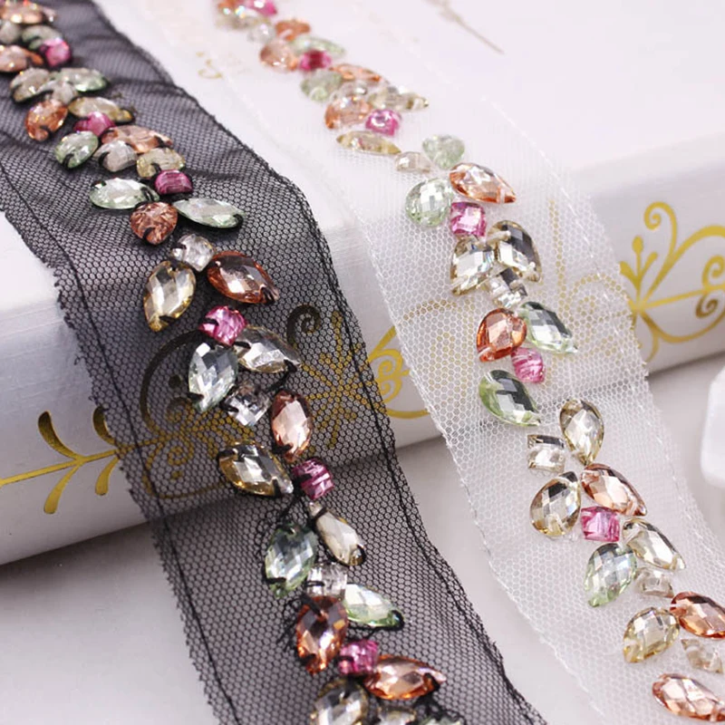 

Fabric Hometextile Embellishments Decoration Accessories Lace Clothes Mesh Beaded Ribbon Trim Embroidery Wedding DIY Hometextile