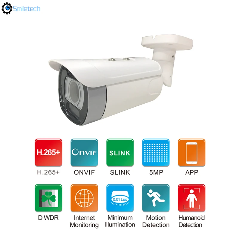 

Full color night vision waterproof IP66 5.0MP IR bullet H.265 POE metal case outdoor IP bullet surveillance camera