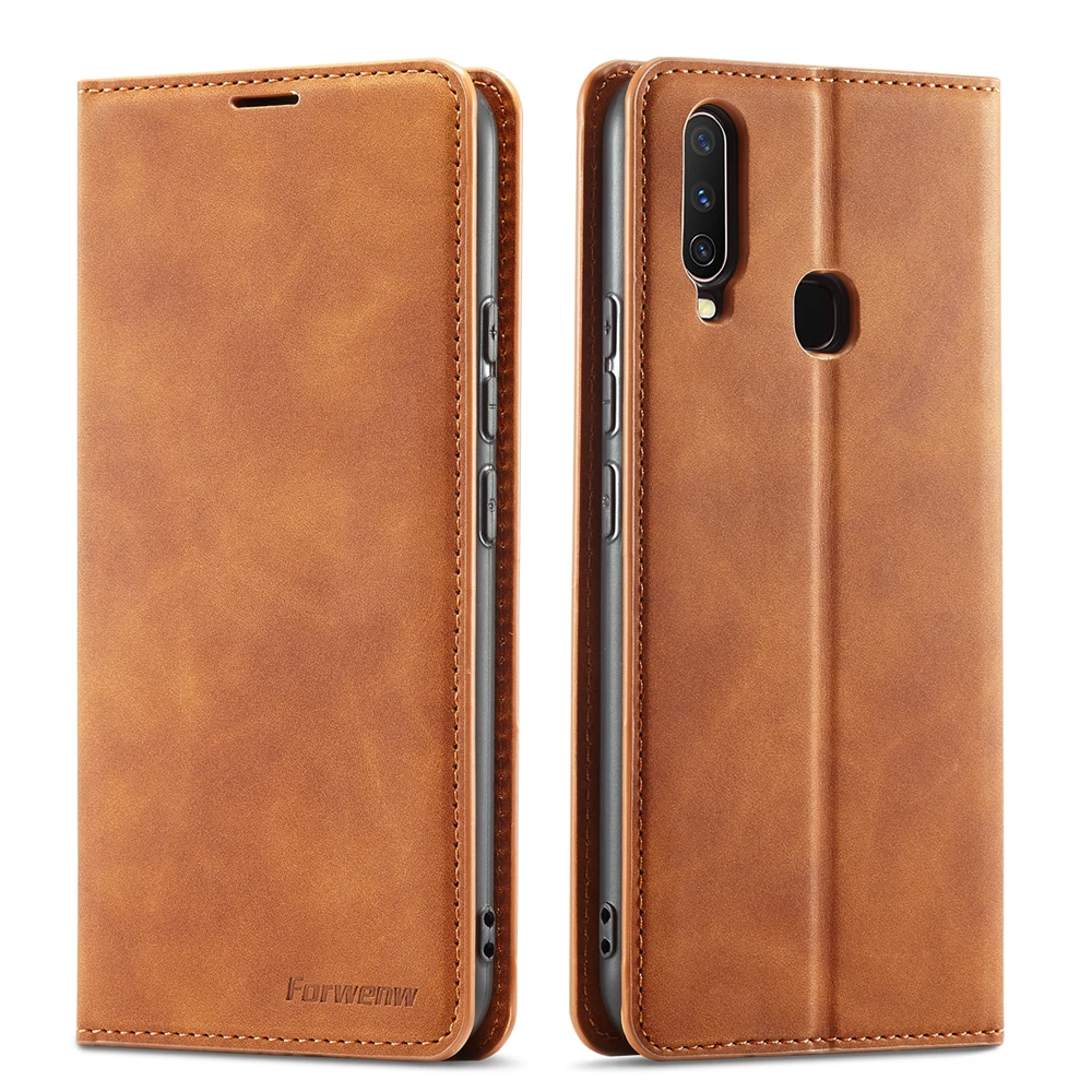 Кожаный чехол с магнитной застежкой и отделением для карт vivo Y12 VIVO Y15 Y17 Y3 Y3S U10