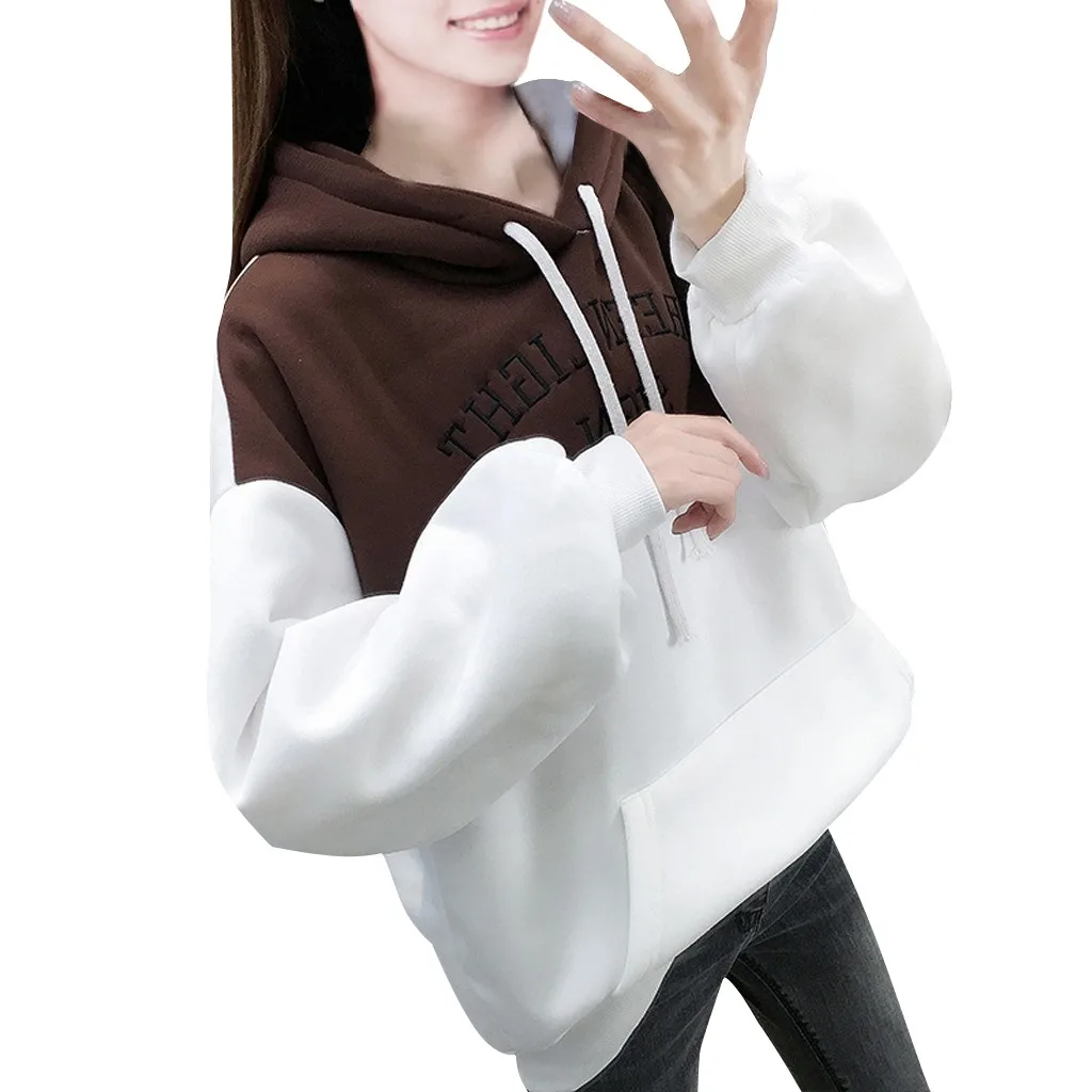 Теплые Кофты с рисунками Для женщин зимние толстовки капюшоном и круглым вырезом