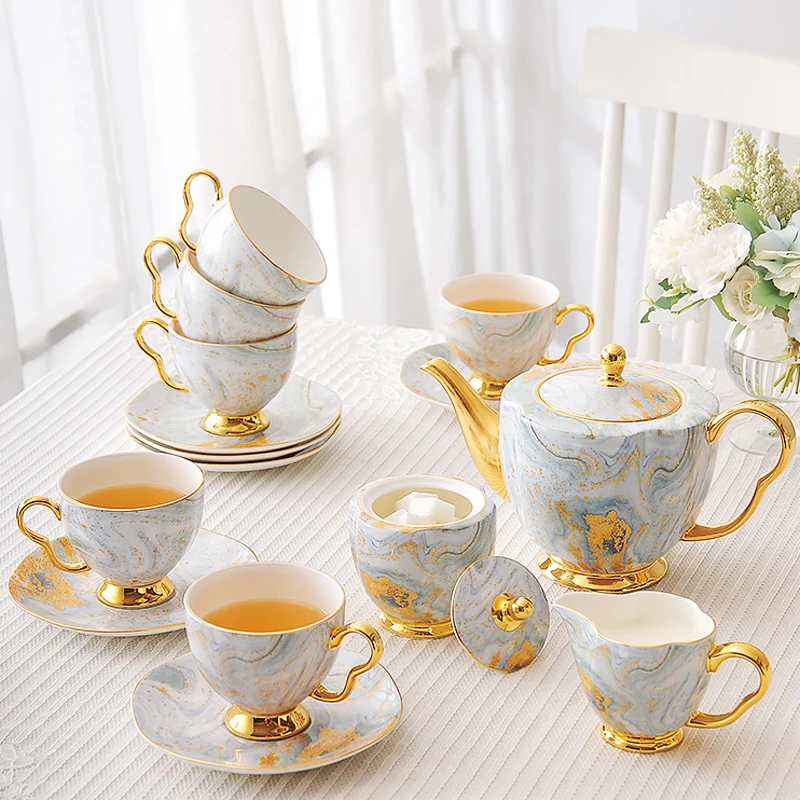 

Bone China Coffee Set English Porcelain Afternoon Tea Set Luxury Teacup Sugar Bowl Creamer Teapot Milk Jug Coffeeware