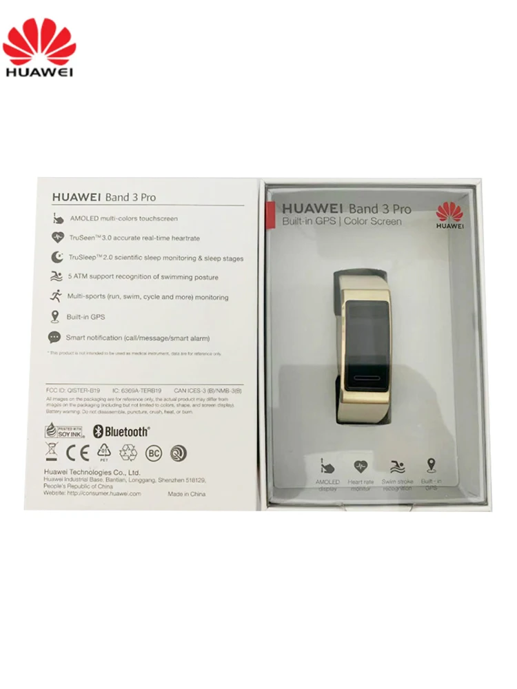 

Global Original Huawei Band 3 Pro Smart Bracelet 0.95 Inch Tracker Swimming Waterproof Bluetooth Fitness Tracker Touch Screen
