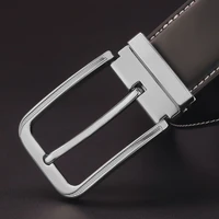 high quality silver buckle leather mens belt fashion pin buckle tight fitting belt mens ceinture homme luxury brand casual bla