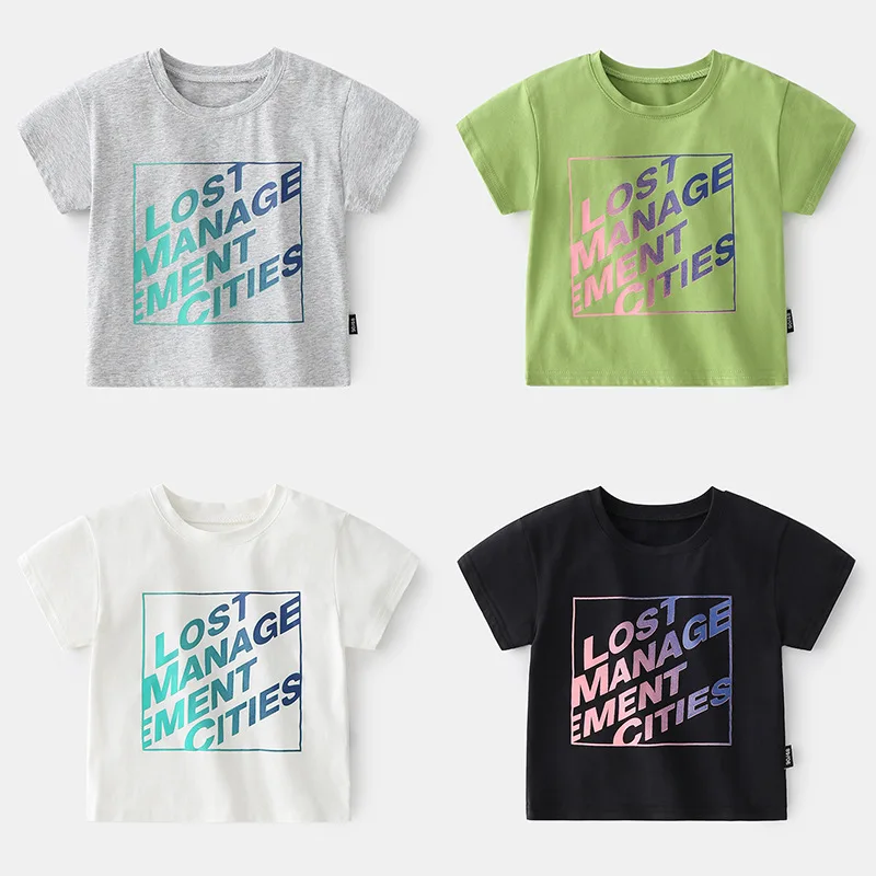 

Baby Boys & Girls Cartoon T-shirts Kids Letter Print T Shirt For Boys Children Summer Short Sleeve T-shirt Cotton Tops Clothing