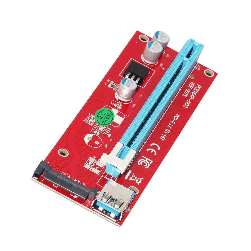 

PCI-E Riser Board SATA 15pin Power Interface Extender Card USB 3.0 PCI-E 1x to 16X Adapter 4-pin PCI-E Riser Card