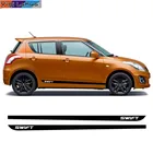 Спортивные полосы из углеродного волокна, 2 шт.лот, автомобильная наклейка на дверь и боковую юбку для Suzuki Swift 3-5 дверей, гоночный Стайлинг, декоративные наклейки для кузова автомобиля
