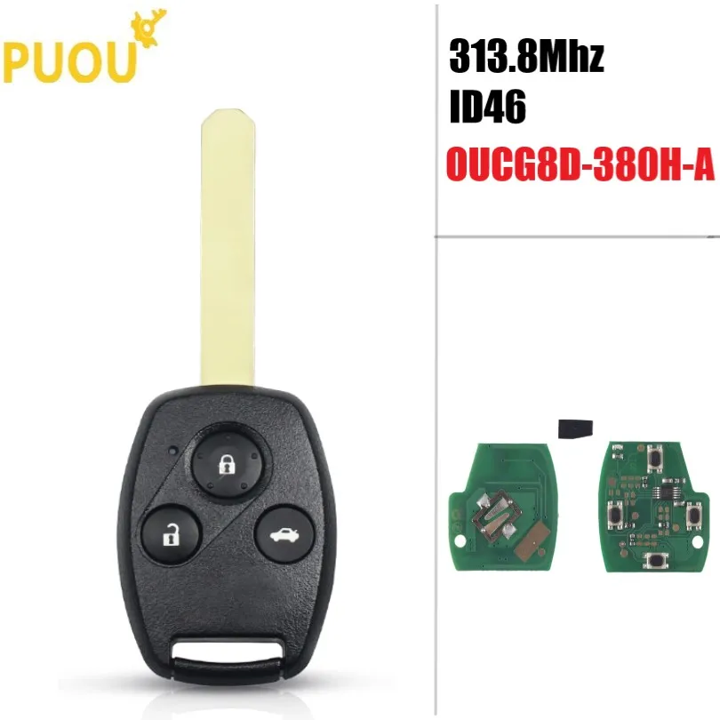 3 кнопочный дистанционный ключ Fob 313 8 Mhz ID46 чип для Honda Accord Civic 2003 2004 2005 2006 OUCG8D 380H
