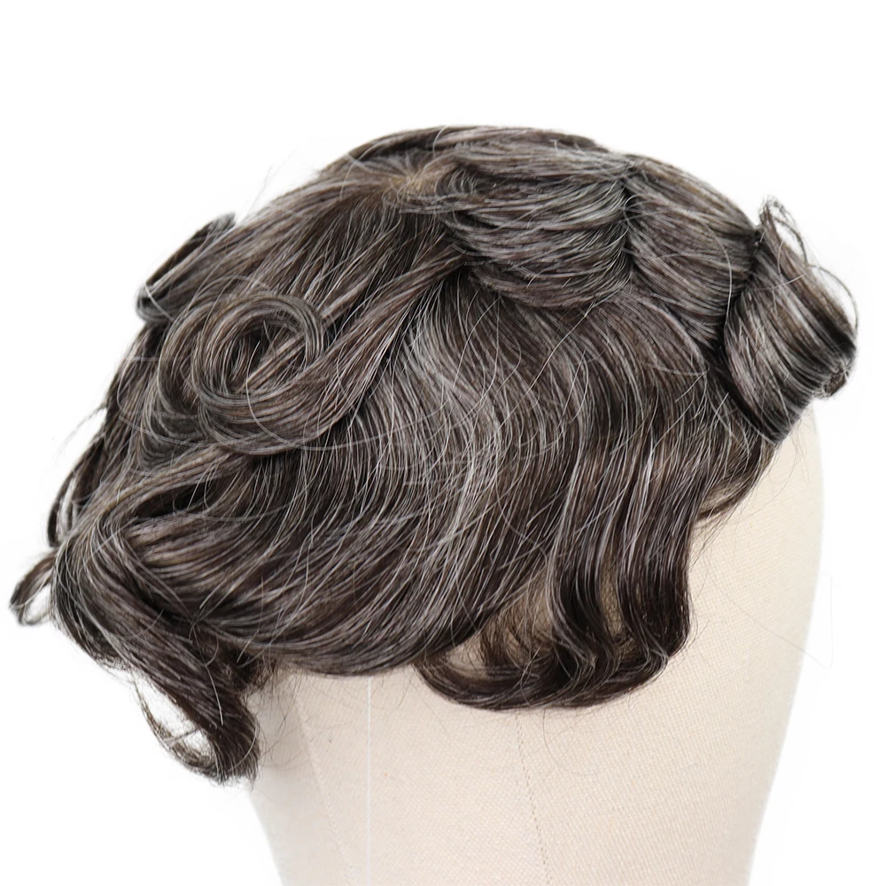 YY парики #3 40% серые человеческие волосы для мужчин s Toupee индийские Remy Волосы