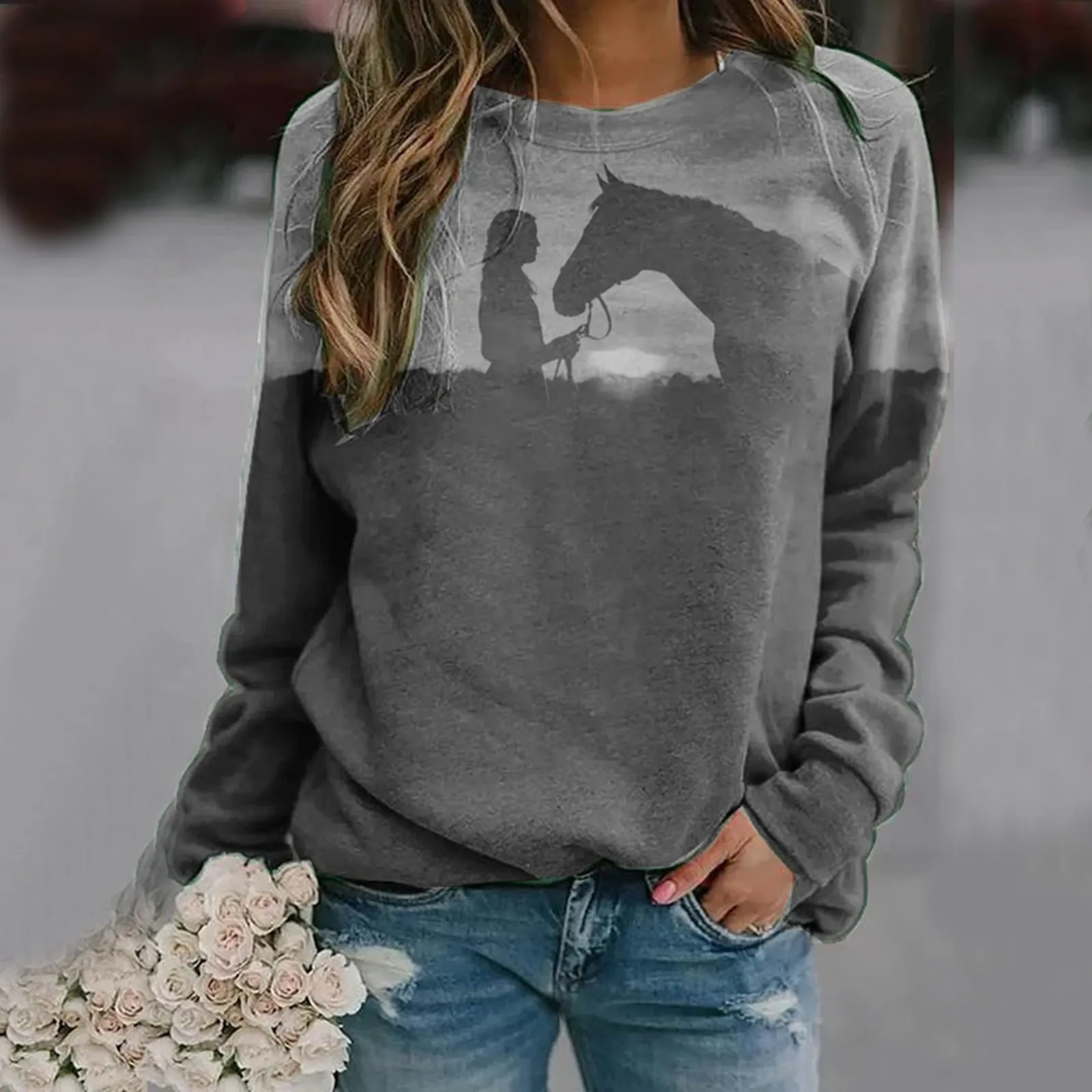 

Women's Jacket Coat Harajuku Hoodie Hoodies O-neck Christmas Print Loose Long Sleeve Sweatshirt Top Pullover Hooded