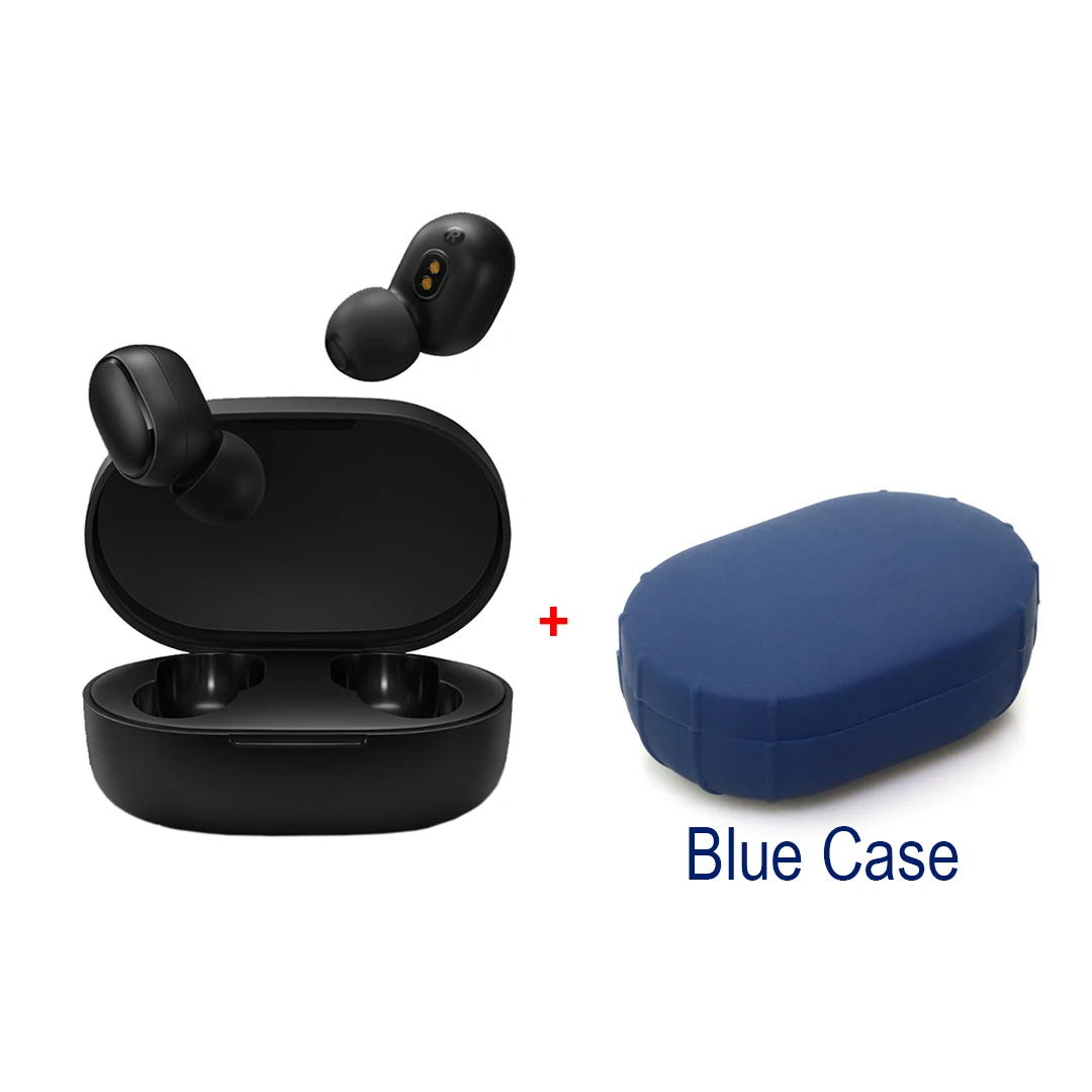 Add Blue Case Xiaomi Redmi Airdots TWS, Bluetooth 5,0, беспроводные наушники, гарнитура, наушники, голосовое управление, шумоподавление, управление краном - Цвет: Add Blue Case