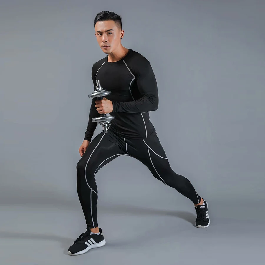 Mens Sportswear 2 pieces Workout Running Fitness Clothing Suit Sets Sports Active Mans Suits Men Exercise | Спорт и развлечения