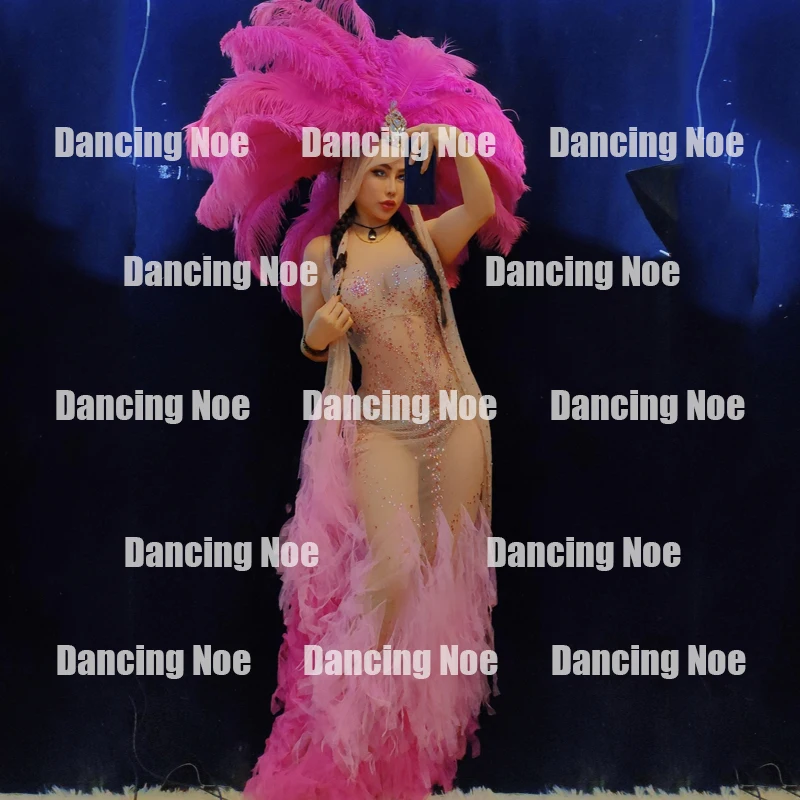 New Haute Couture Ostrich Hair Headdress Elegant Big Feather Headwear Nightclub Festival Party Precious Accessories DWY5256