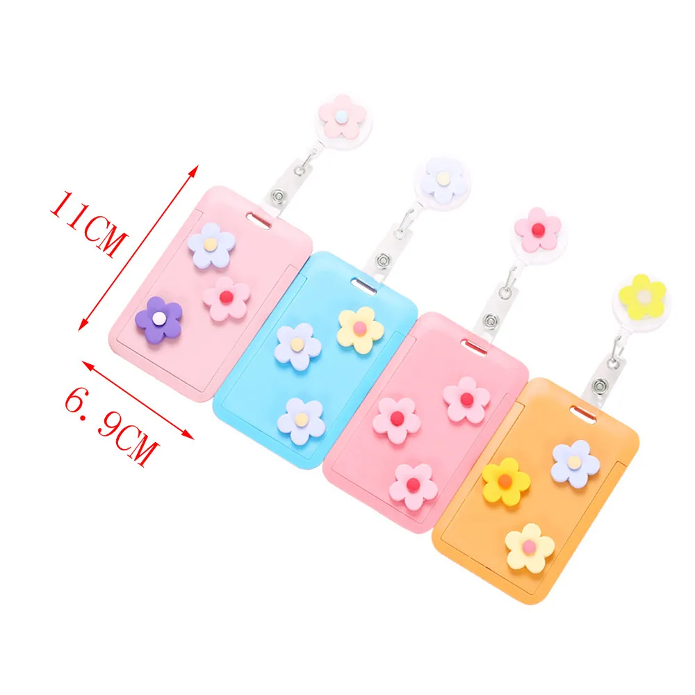 

Retractable Nurse Reel Clip Flower Card Holder Neck Strap with Lanyard Badge Staff ID Card Bus Stationary Students Supplies
