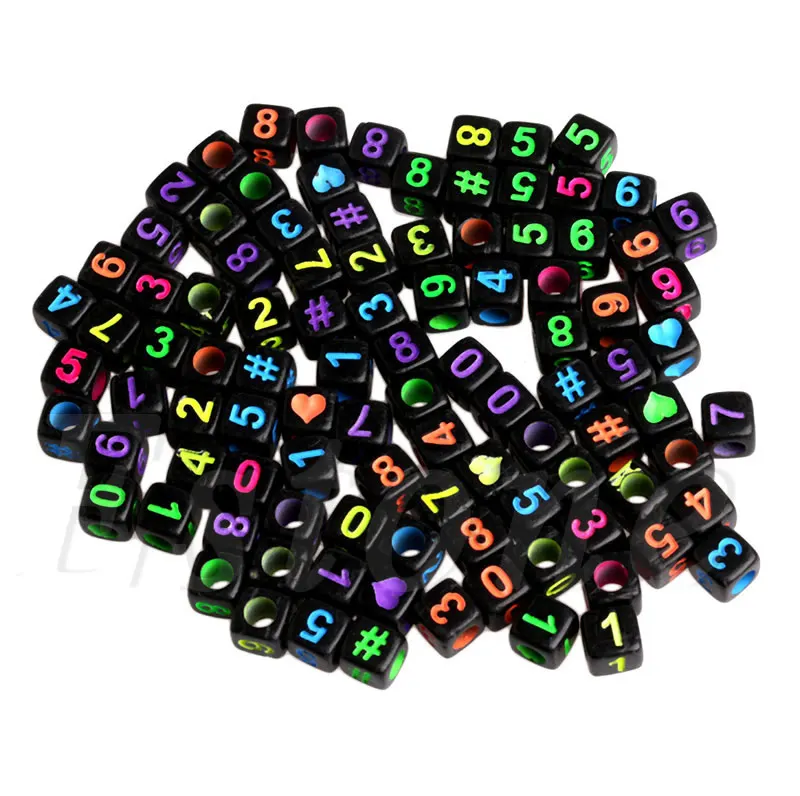 

100PCS DIY Random Alphabet/Letter Acrylic Cube Spacer Loose Beads Jewelry Making
