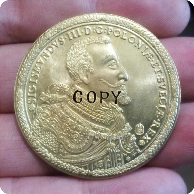 Poland-100-DUKAT-1621-SIGIS-III-Gold-brass-RARE-beautiful-Copy Coin | Дом и сад