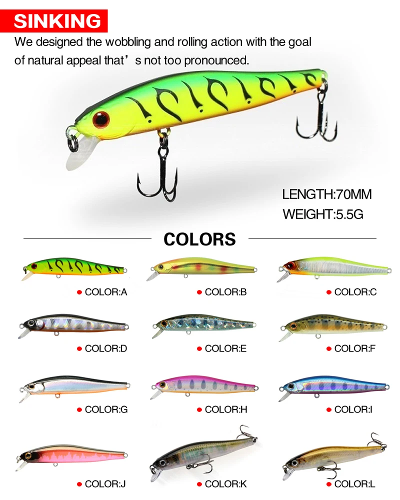 

Pesca Hard Shallow Minnow Silent Fishing Lure 70mm 5.5g Magnetic Wobbler Slow Sinking Bass Pike Trout Artificial Bait