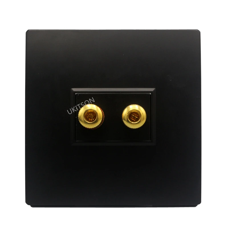 86mm Speaker Faceplate Black Color With 1 Port Plug Left Right Hifi System Connecting Wall Panel | Electrical Socket & Plugs Adaptors