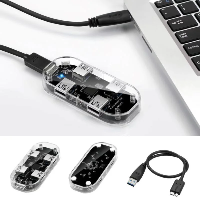 USB Hub Transparent USB3.0 Adapter 4 Port Combo TF SD Card Reader All in One for PC/Laptop | Компьютеры и офис
