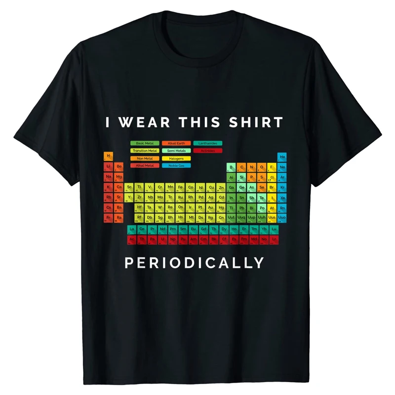 

2021 Summer Men's T-shirt Periodic Table Printing Pattern Fun Retro Casual Short Sleeve Cotton O-Neck High Quality Oversized Top