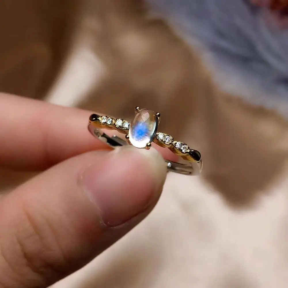 Free shipping Natural Moonstone ring 925 sterling silver Fine jewelry For men or women | Rings