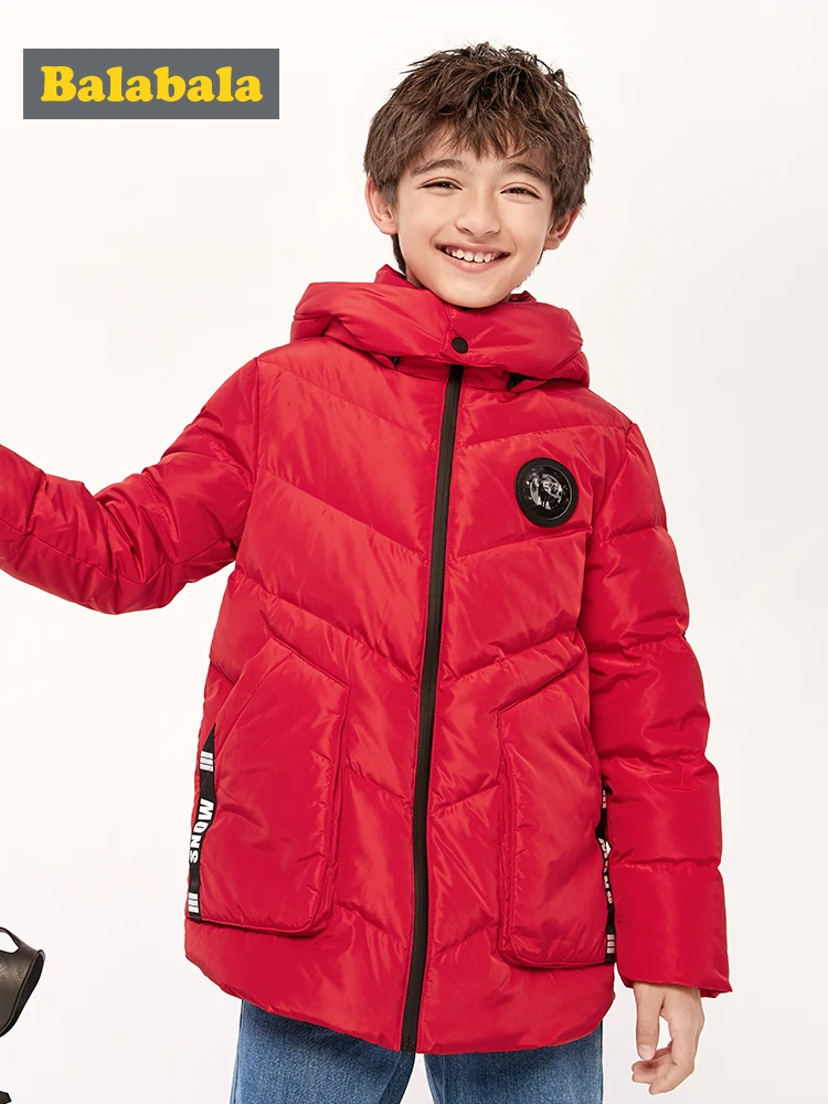 Детский длинный пуховик для мальчиков зимняя одежда больших модная теплая