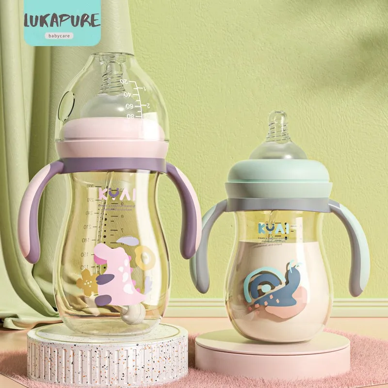 

Baby Bottle Milk Feeding Bottles 3 Soft Nipples Cup Anti-fall Ppsu Imitation Breast Milk Newborn Large Capacity 300ml Infant Use