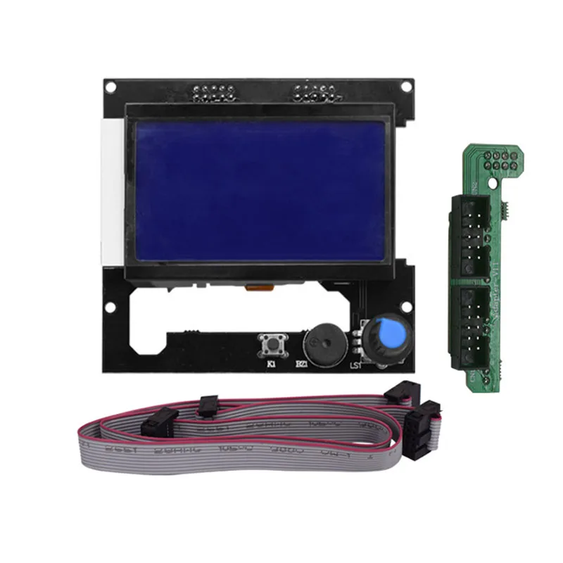 

Детали для 3D-принтера 12864, комплект панели управления ЖК-дисплеем, плата модуля управления умным дисплеем, с кабелем адаптера для RAMPS 1,4