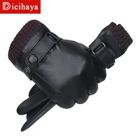 dicihaya genuine leather gloves autumn winter touch screen mens gloves windproof thicken plush warm winter gloves men fashion