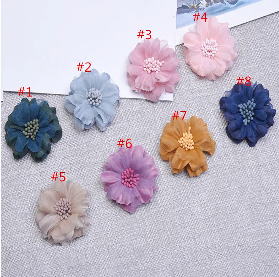 

100 шт./лот, 1,6 дюйма, искусственные тканевые шелковые цветы для маленьких девочек, детские цветы для волос, цветы «сделай сам», аксессуары, сва...