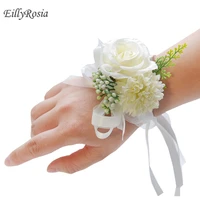 eillyrosia wedding bridal wrist corsage flowers bridesmaid girls bracelet diy wrist flower artificial wedding accessories