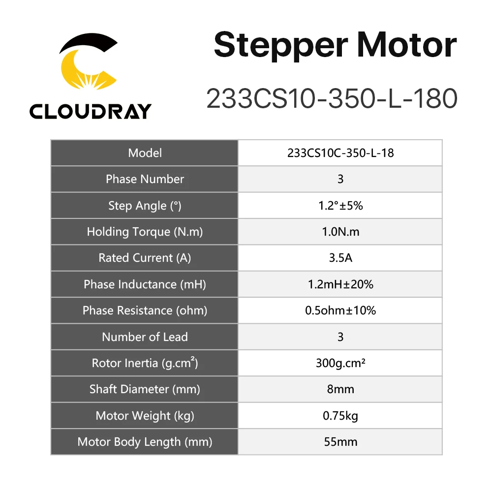 Комплект драйвера шагового двигателя Cloudray Nema 23 3 фазы 1 0 нм/2 нм с шестерней для