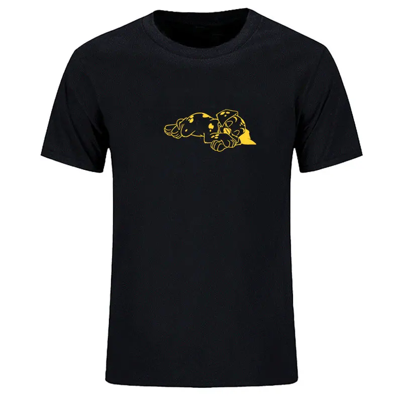 

Circular collar short sleeve Casual original sleeping dog cute cartoon animal humor summer Harajuku