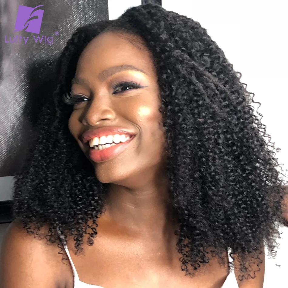 Афро кудрявый парик человеческие волосы для черных женщин монгольский U часть 1x4