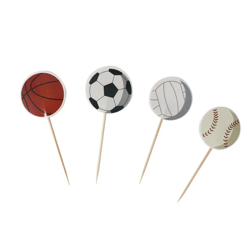 24pcs E Футбол, Баскетбол, американский футбол, вечерние украшения, фольга, спиральное украшение, Топпер для торта, реквизит для фотосессии, украшение в спортивном стиле - Цвет: 24pcs E