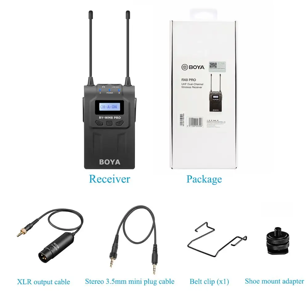 BOYA RX8 PRO Dual-Channel Wireless Receiver Monitoring sound by headphone output for TX8 Pro BY-WHM8 and BY-WXLR8 | Электроника