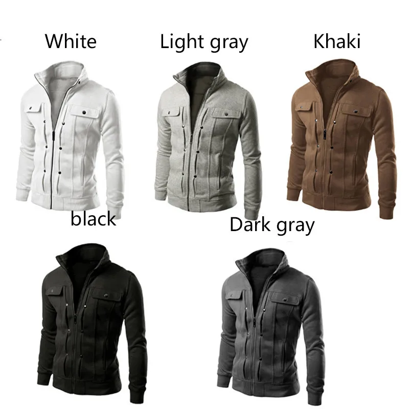 

Fashion Men Jacket coat Stand Collar Casual zipper outwear Slim Designed Lapel Cardigan Coat Jacket