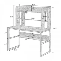 Home Office Computer Desk with Storage Rack 47 inch Vintage Rustic Office Desk Modern Writing Desk with Storage Shelves