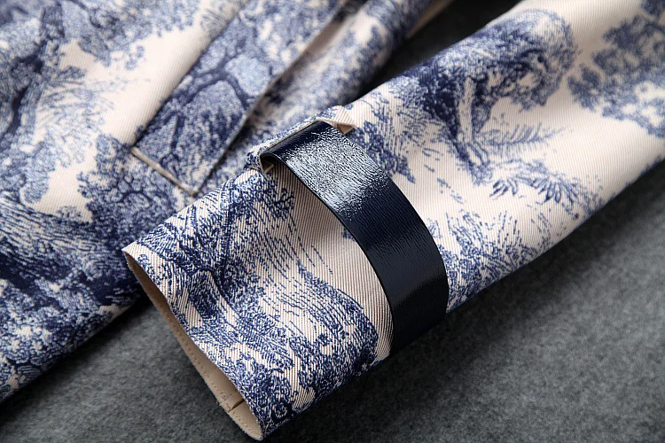 Женский Длинный тренчкот с поясом классический двубортный принтом повседневная