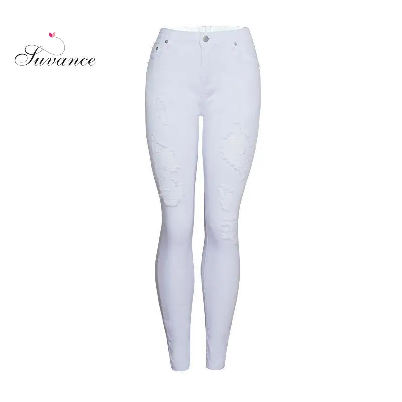 Женские длинные джинсы-карандаш Suvance белые джинсы с высокой талией большие