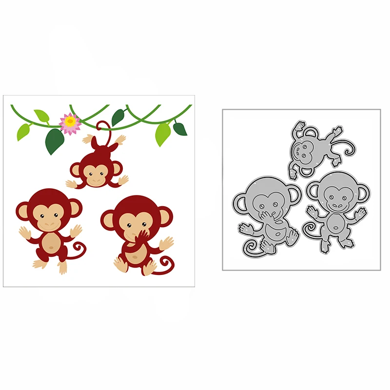 

Новинка, детская обезьяна 2021, металлические Вырубные штампы для рукоделия, скрапбукинга и искусственных животных, искусственное ремесло, б...