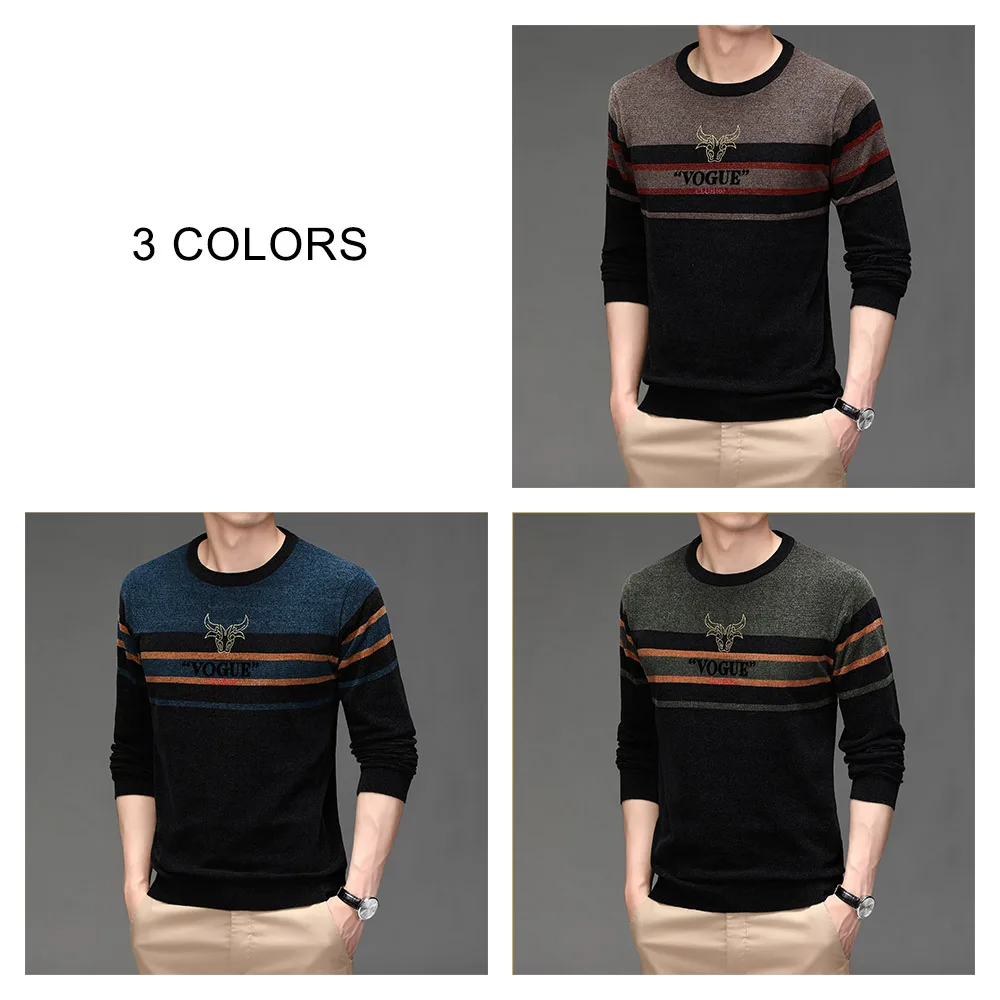 COODRONY Brand Autumn Winter Sweater Streetwear Fashion Striped O-Neck Jersey Knitted Soft Warm Chenille Wool Pullover Men C1355 | Мужская