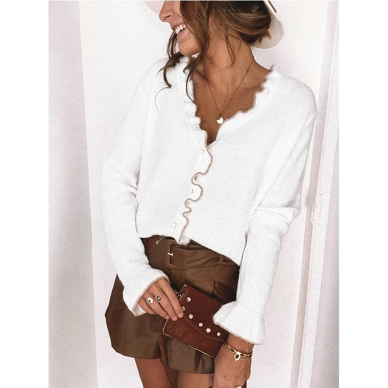 

Knitted Button Pullover Sweater Women 2021 Long Sleeve Autumn Sweater Women Elegant Winter Tops Sweater Casual Knitwear Mujer