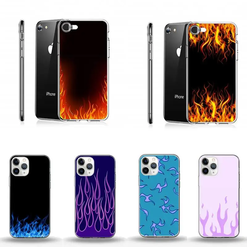 

Flames fire art Phone Case Transparent for iPhone Samsung A S 11 12 6 7 8 9 10 20 Pro X XS Max XR Plus lite