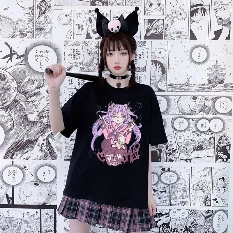 Женская футболка летняя одежда для девочек с аниме женская 2021 уличная в японском