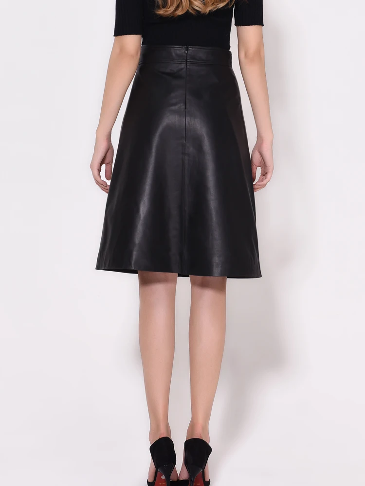 

Geben autumn winter new leather skirt sheepskin slim skirt