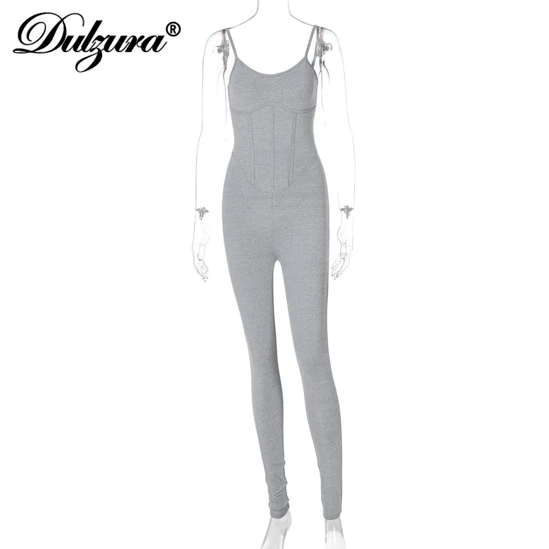

Dulzura Patchwork Women Strap Corset Jumpsuit Bodycon Skinny Sexy Sporty Casual Streetwear 2021 Summer Gym Rompers Clothes