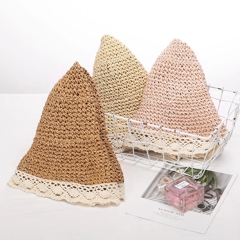 Соломенная шляпа для девочек на лето и весну от солнца в рыбацком стиле Пляжная