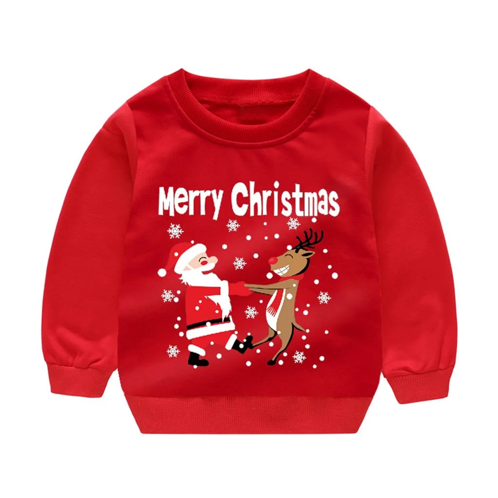 

Merry Christmas Children's Clothing Boys Sweatshirt Baby Boy Clothes Girls Sweater Santa Costumes Kids Pullover Outfit Tops