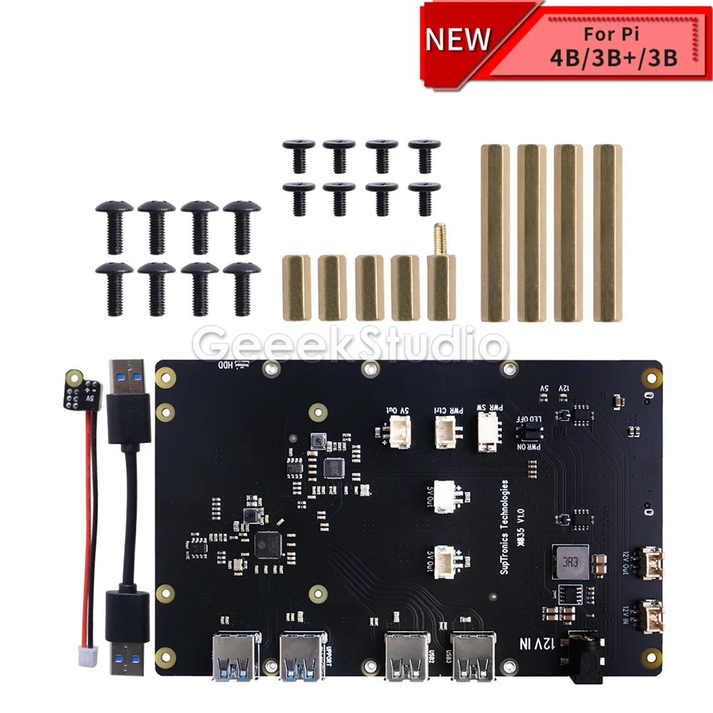 Плата расширения Raspberry Pi X835 3 5 &quotSATA HDD 12 В А адаптер питания США комплект для 4 B / 3B +